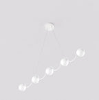 Hanglamp gepoedercoat staal modern wit, 5 lichtpunten met bolkappen, 110 x 10 x 120 cm, eettafel en keuken