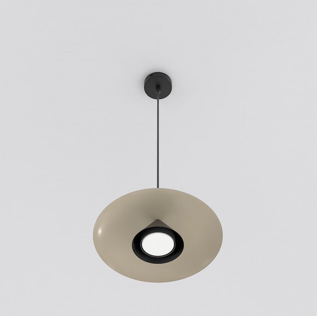Hanglamp Babel gepoedercoat staal, Scandinavisch, beige met zwart, Ø 30 cm, boven eettafel of keukeneiland