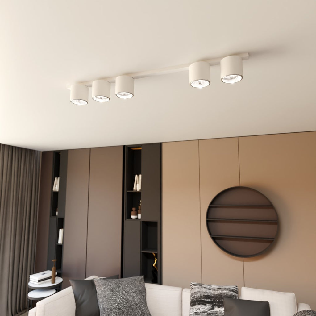 Plafondlamp staal minimalistisch Nano wit, 5 lichtpunten, 116 cm breed, voor woonkamer of hal