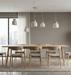 Hanglamp gepoedercoat staal en hout, Kru Scandinavisch, wit, 5 fittingen E27, verstelbare hoogte