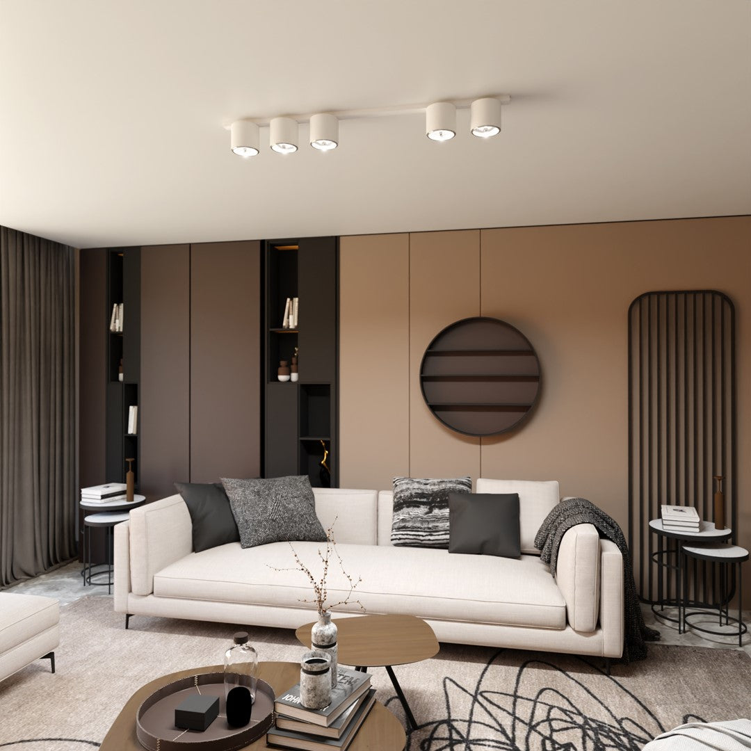 Plafondlamp staal minimalistisch Nano wit, 5 lichtpunten, 116 cm breed, voor woonkamer of hal