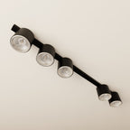 Plafondlamp zwart gepoedercoat staal minimalistisch Nano, 5 spots, 116 cm breed, voor woonkamer of hal