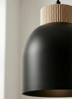 Hanglamp 5 lichts gepoedercoat staal en hout Kru, Scandinavisch, zwart, verstelbare hoogte, eettafel