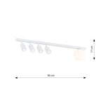 Plafondlamp Baster 5 gepoedercoat staal en glas, modern, wit, met 5 fittingen, breedte 90 cm
