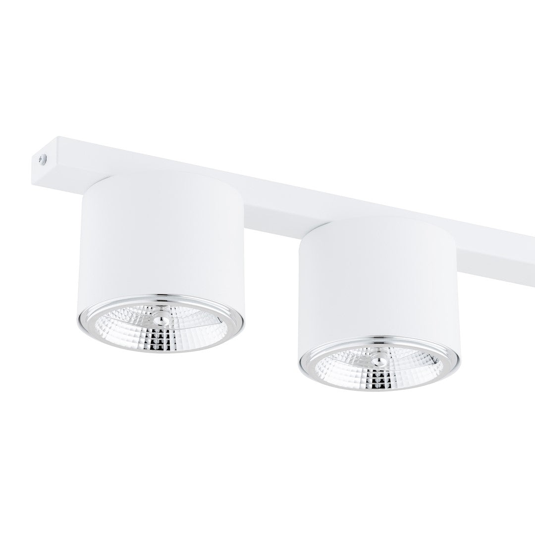 Plafondlamp staal minimalistisch Nano wit, 5 lichtpunten, 116 cm breed, voor woonkamer of hal