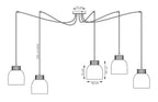 Hanglamp 5 lichts gepoedercoat staal en hout Kru, Scandinavisch, zwart, verstelbare hoogte, eettafel