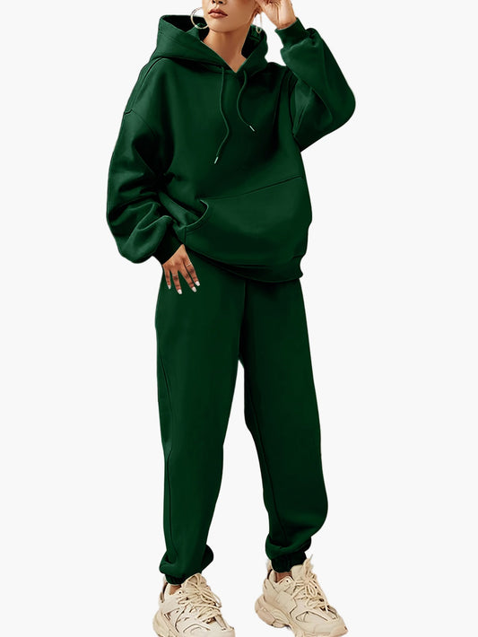 Damen Oversize Freizeit Jogginganzug mit Kapuze – Bequemer Hoodie & Jogger-Set für Alltag und Sport