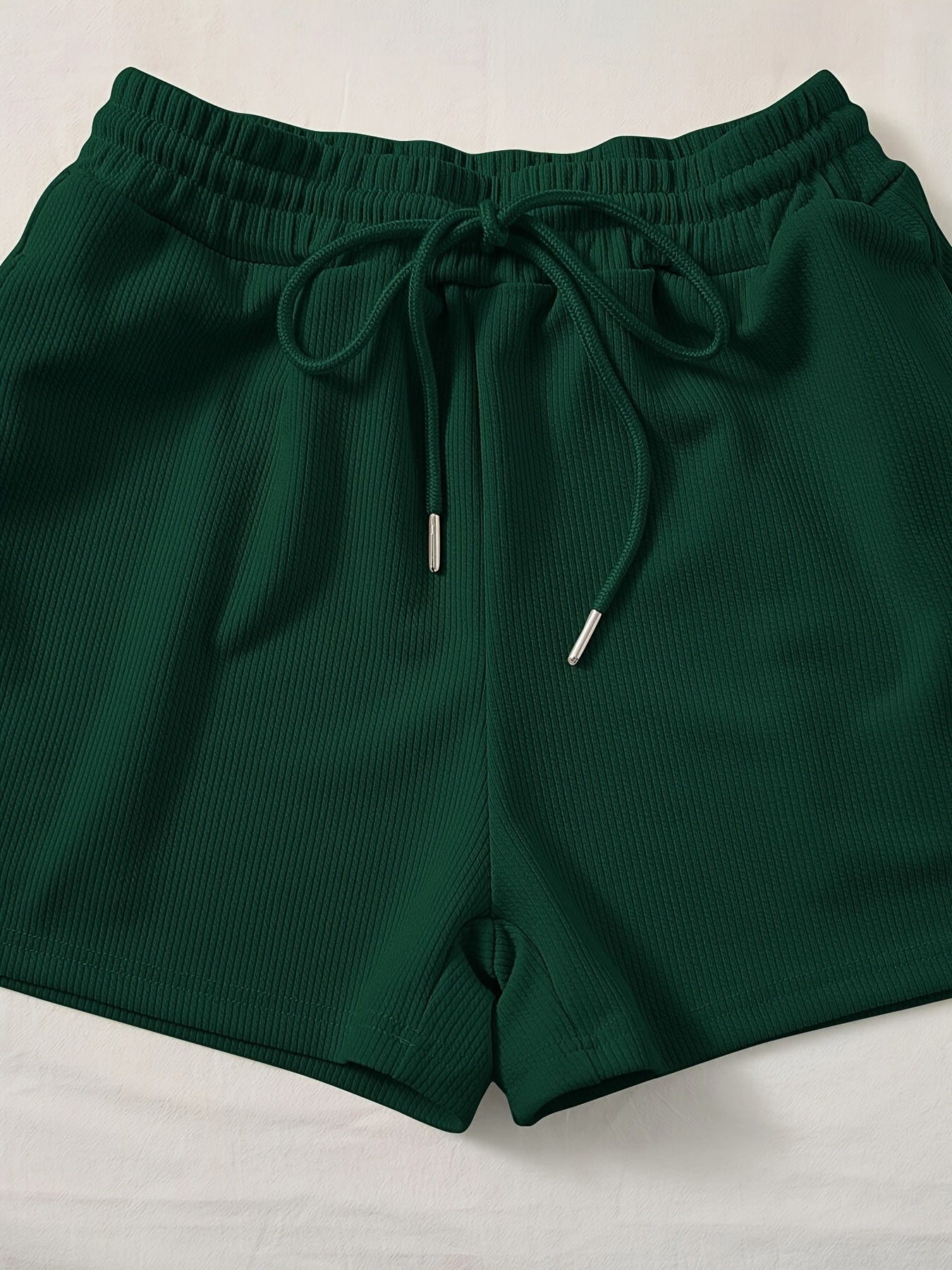 Women's Casual Two-Piece Set – Ribbed Crop Top and Shorts, Fashionable Summer Look