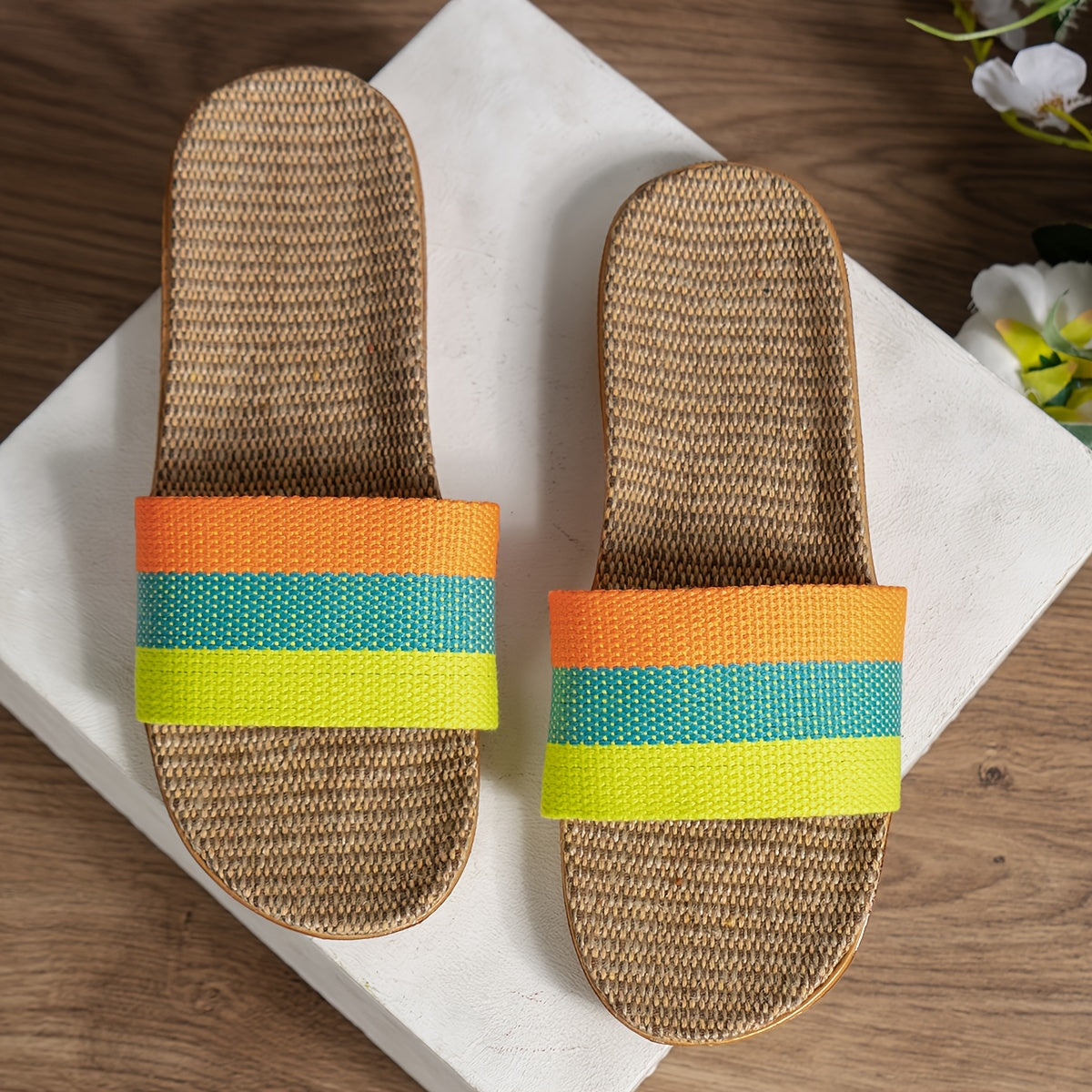 Women's Comfortable Summer Sandals in Casual Style – Flat Slip-Ons, Comfortable House Slippers, Open Toes