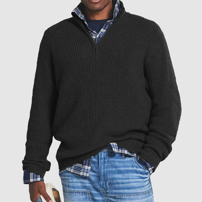 Herren Strickpullover mit halbem Reißverschluss – Klassischer Business-Casual Look für Alltag und Büro