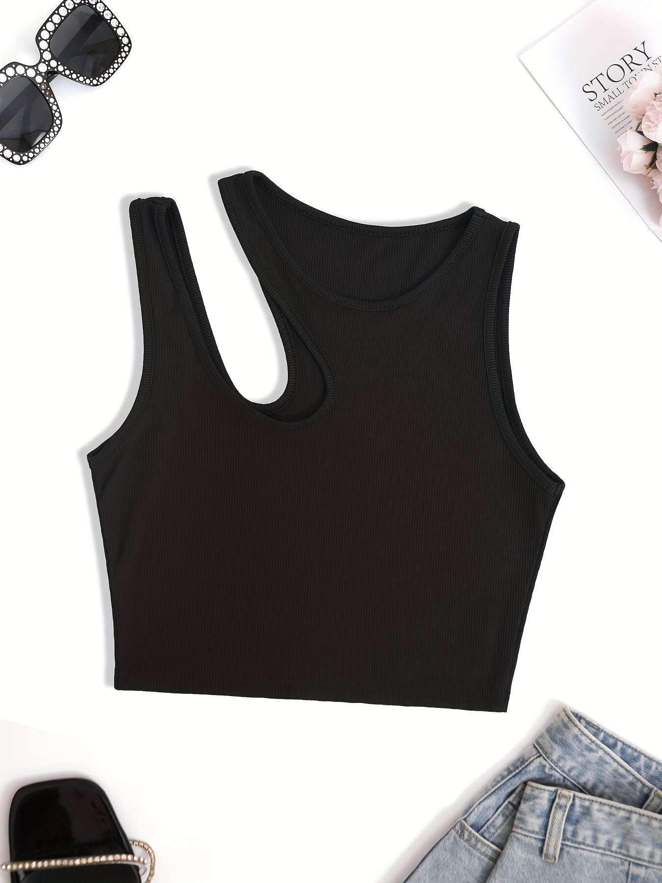 Damen Asymmetrisches Crop Top für Sommer – Modisches Party- und Freizeitoberteil