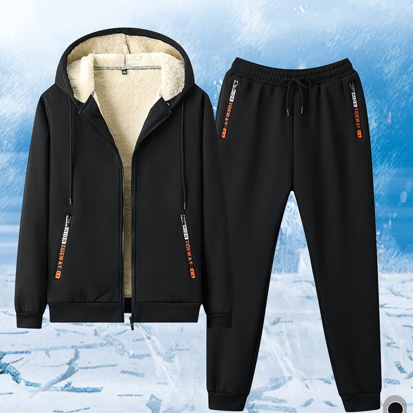 Unisex tracksuit set with lined hooded jacket and jogging pants