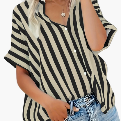 Women's summer blouse in striped look – Casual shirt for everyday and vacation