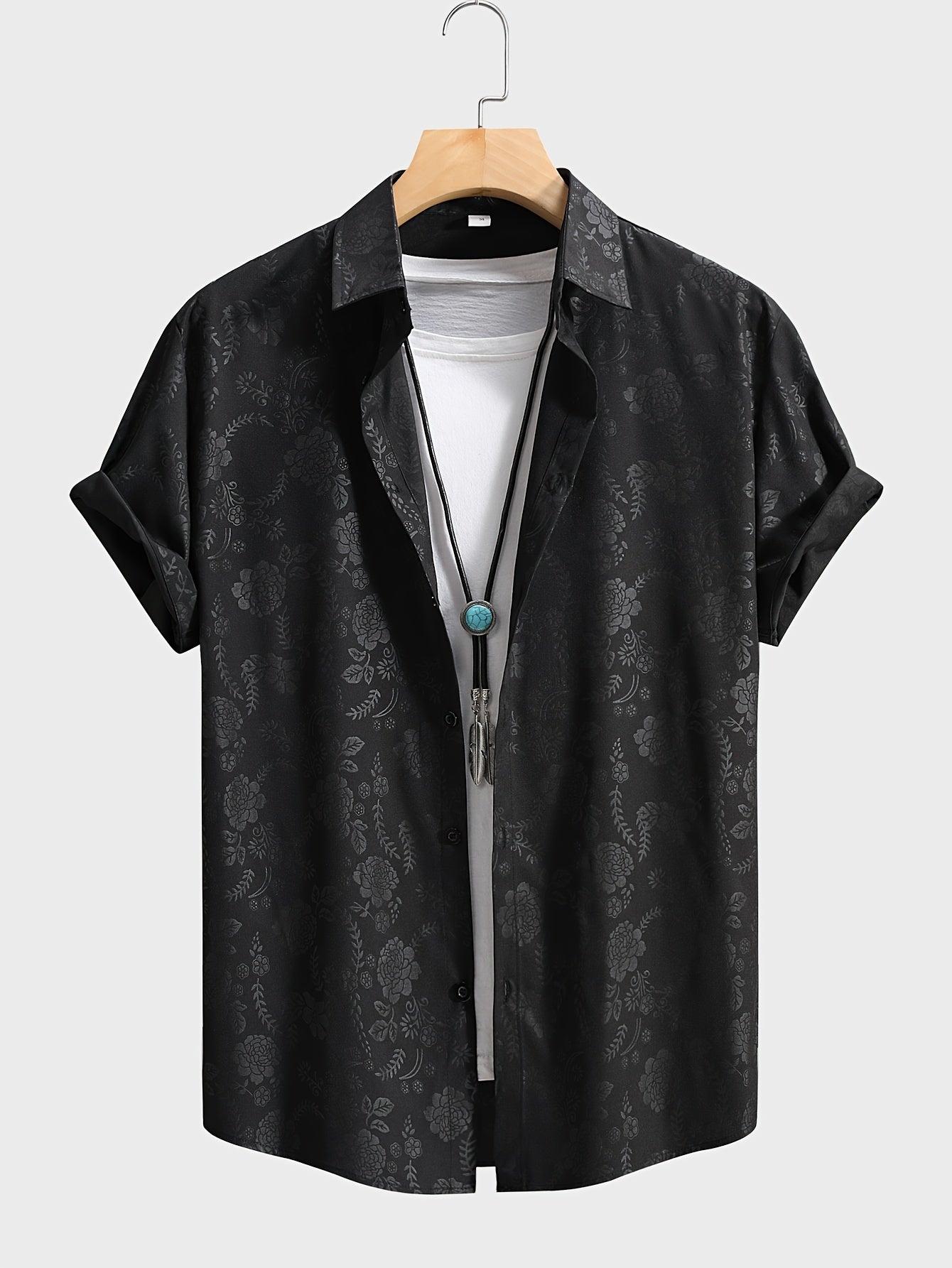Men's Short-Sleeve Shirt Modern Floral Print – Stylish Casual Wear for Summer