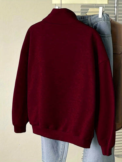 Sweatshirt with half-zip, collar, and Brooklyn print