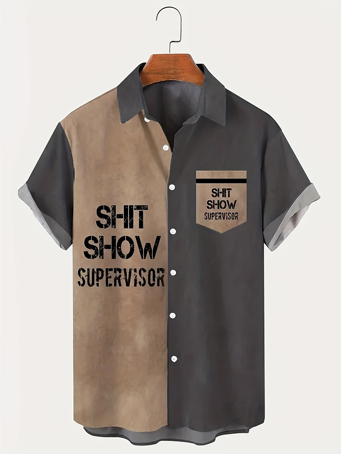 Herren Vintage Hemd mit Aufdruck 'Shit Show Supervisor' – Lustiges Sommer Kurzarmhemd für Erwachsene