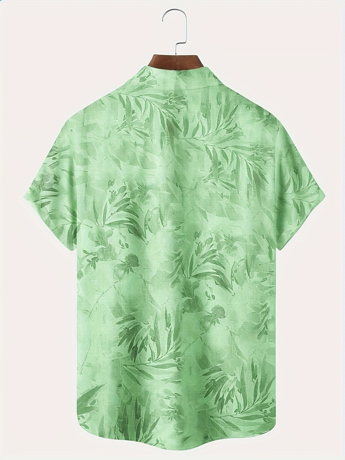 Men's Casual Short-Sleeve Shirt with Plant Pattern – Perfect for Summer and Vacation
