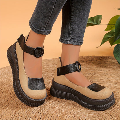 Women's Vintage Mary Jane Low Shoes with Round Toes and Straps – Comfortable Casual Shoes for Everyday and Office Use