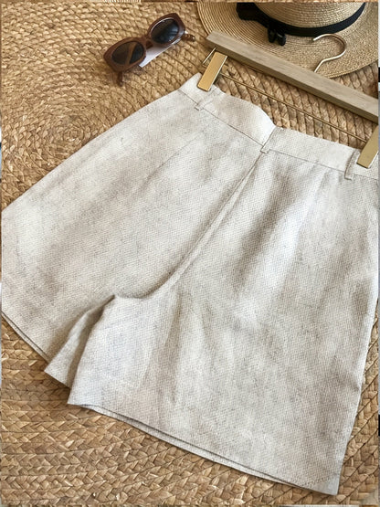Women's Vintage High Waist Summer Shorts – Elegant Casual Pants with Pockets