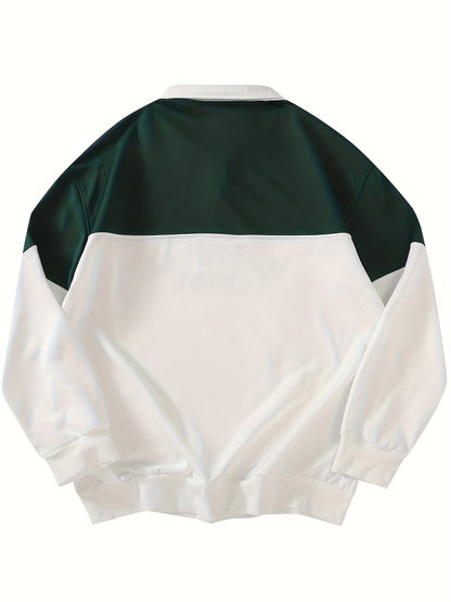 Unisex long-sleeve sweatshirt with collar, zipper, and “Montreal Canada” print – Green/White