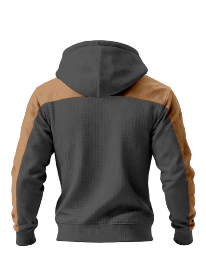 Herren Hoodie Halb-Reißverschluss Stepp-Optik Zweifarbig