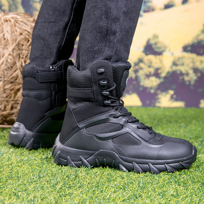 Robuste Schwarze Herren Wanderstiefel mit Schnürung und Profilsohle