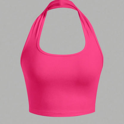 Women's Halterneck Crop Top – Backless, Summer, Casual Style