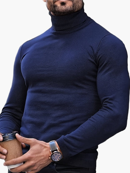 Herren Rollkragenpullover – Modischer, figurbetonter Strickpullover für Freizeit und Alltag