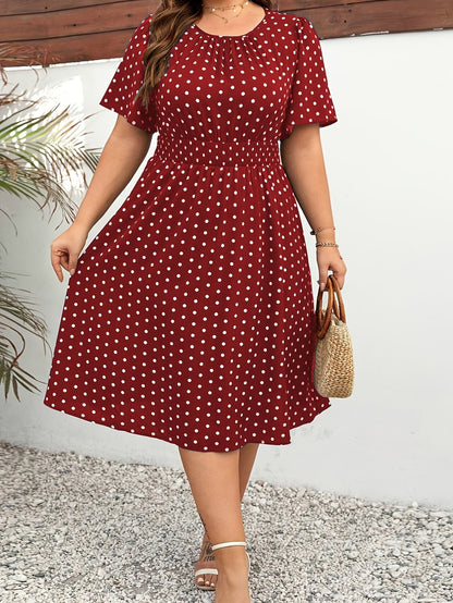 Women's Polka Dot Midi Dress – Elegant Summer Look for Everyday & Leisure
