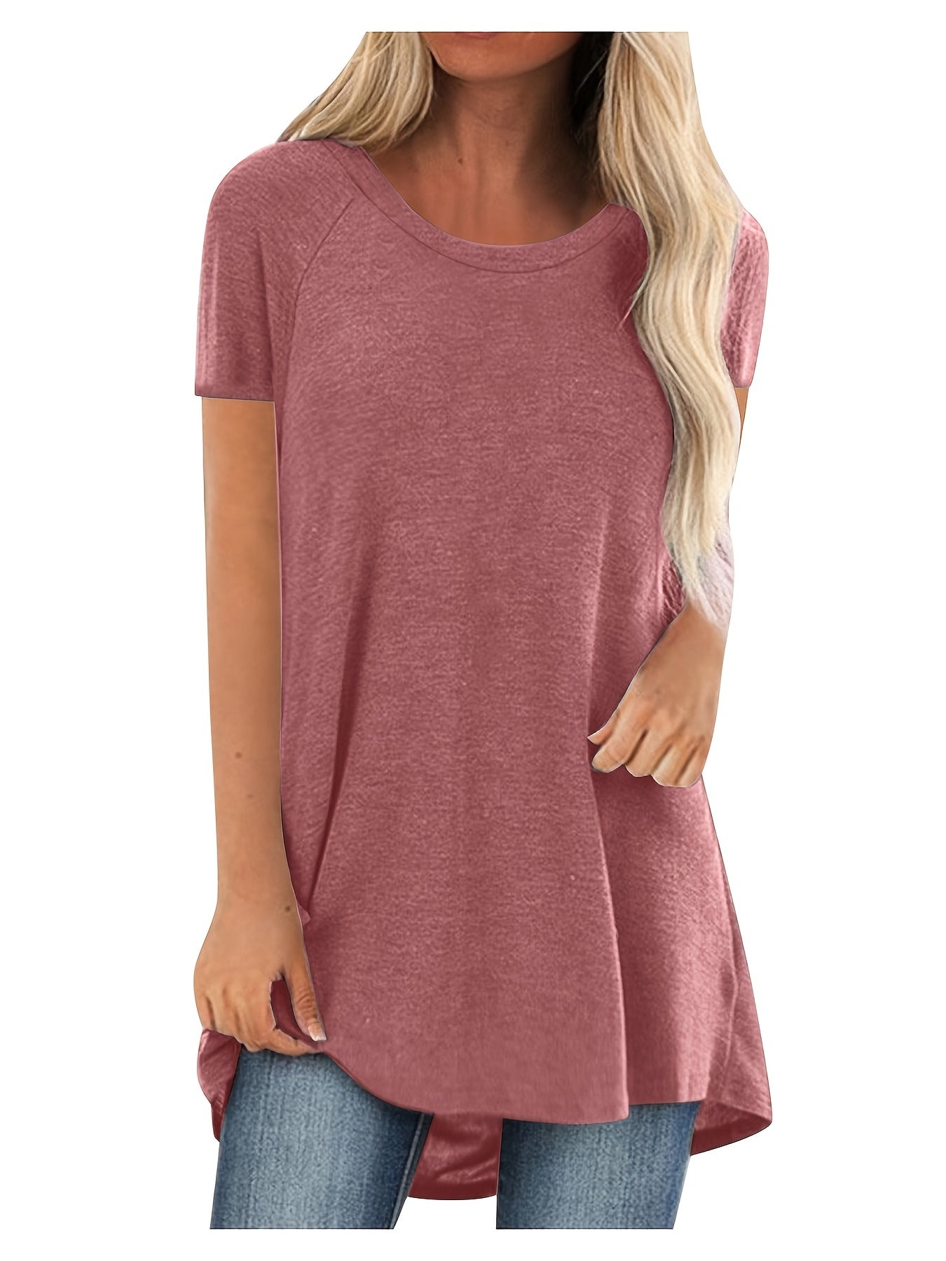 Women's Tunic Shirt Short Sleeve Loose Fit Casual Everyday