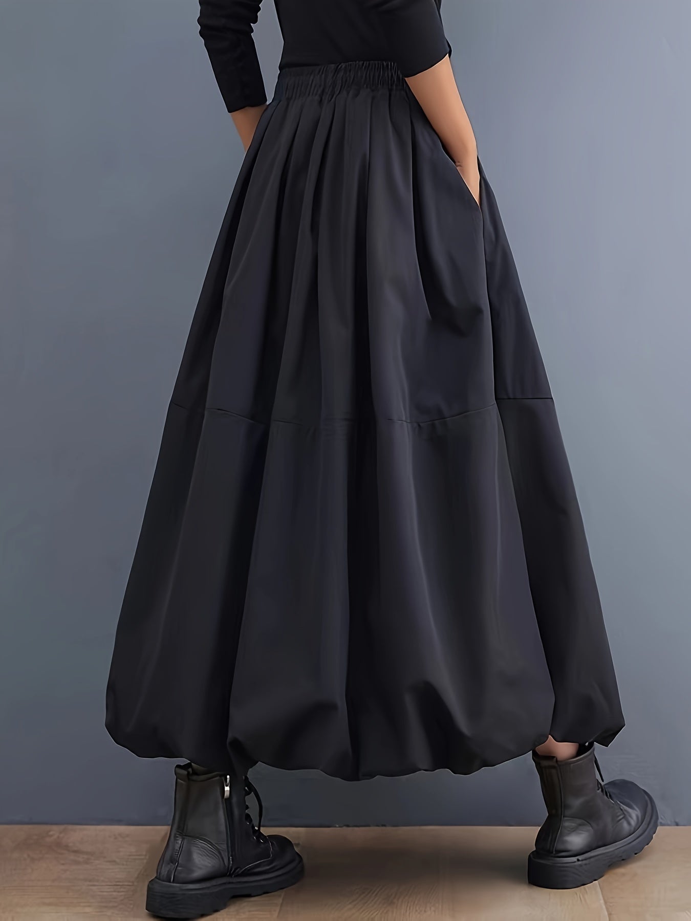 Women's Balloon Skirt Elegant Wide with Pockets – Fashionable Maxi Skirt for Everyday and Leisure