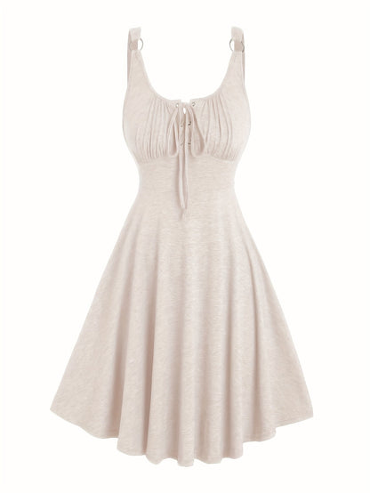 Damen Skaterkleid mit Schnürung – Freizeitkleid im Vintage-Stil für Alltag und Sommer