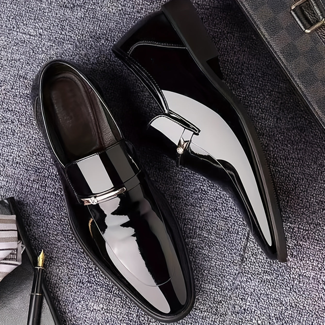 Men's Business Slippers – Elegant Glossy Look, Modern Loafers for Office & Celebrations