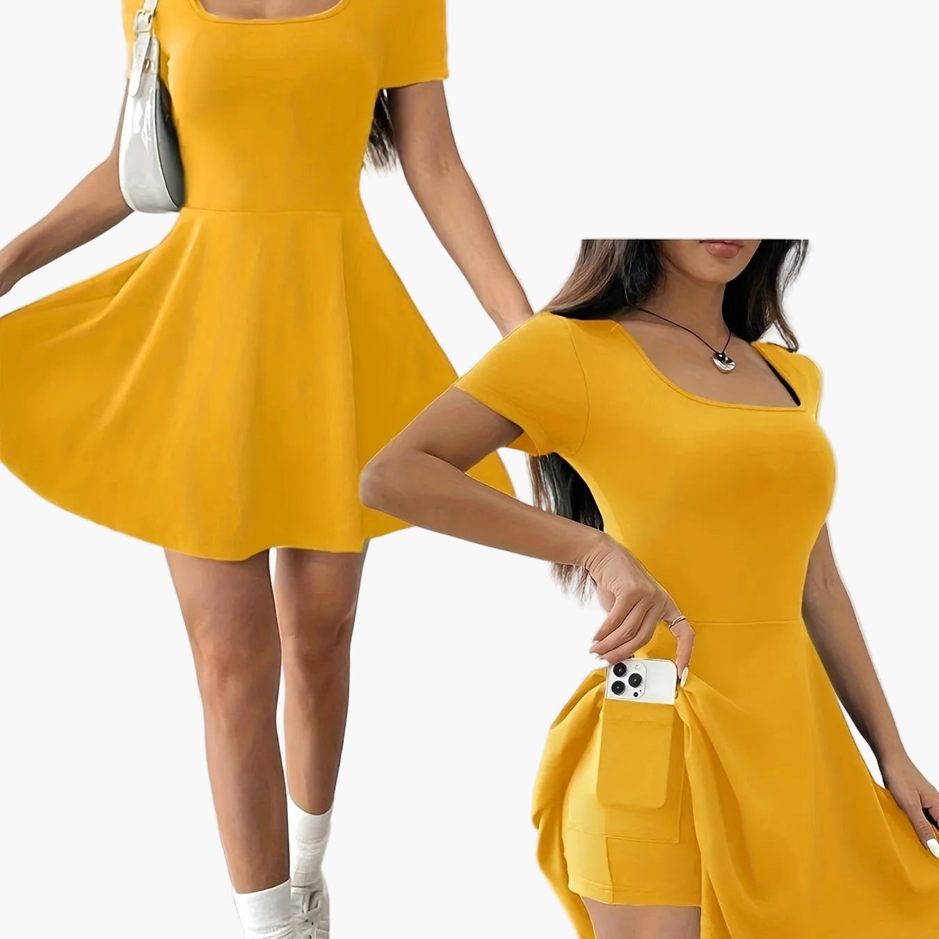 Women's Elegant Casual Dress with Short Sleeves and A-Line Cut – Perfect for Everyday and Going Out