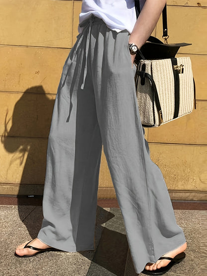 Damen Weite Freizeithose mit Kordelzug – Eleganter, Lässiger Style für Alltag und Urlaub