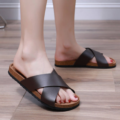 Women's Comfort Sandals with Cross Straps – Comfortable Slides for Everyday & Leisure