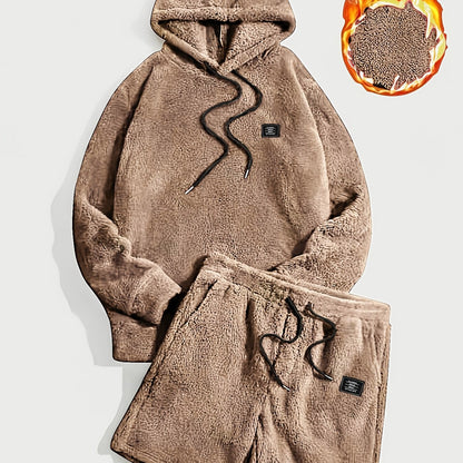 Unisex Teddyfleece Hoodie & Shorts Set Plüsch Hausanzug