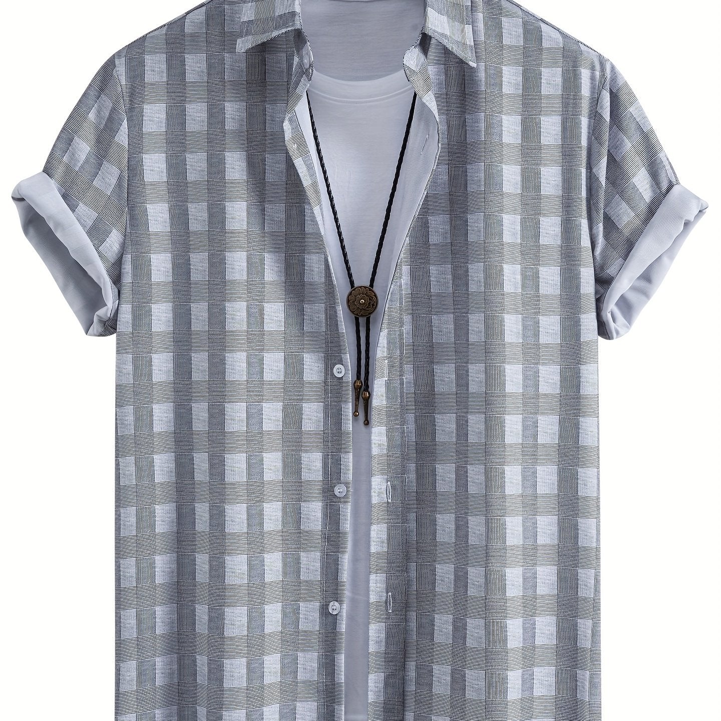 Men's Short-Sleeve Casual Shirt with Shell Motif – Modern Resort Shirt for Beach & Vacation