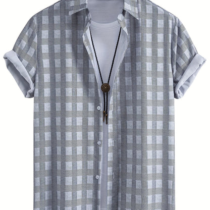 Men's Short-Sleeve Casual Shirt with Shell Motif – Modern Resort Shirt for Beach & Vacation