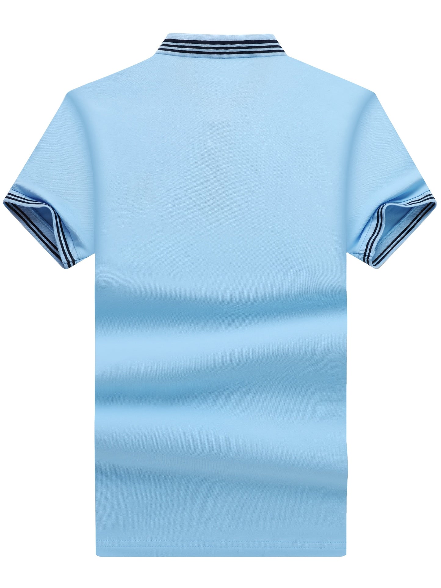 Men's Polo Shirt with Striped Collar and Embroidery – Sporty-Elegant Casual Style