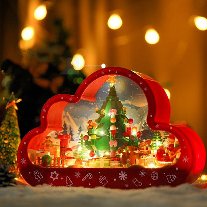 Children's Christmas Decoration Kit with LED Light – Magical Building Blocks Toy with Mirror for Festive Decoration