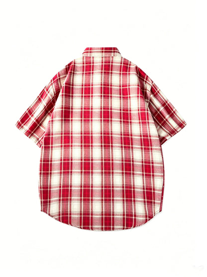 Men's Short Sleeve Casual Shirt Checked Vintage Look Streetwear
