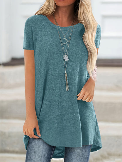 Women's Tunic Shirt Short Sleeve Loose Fit Casual Everyday