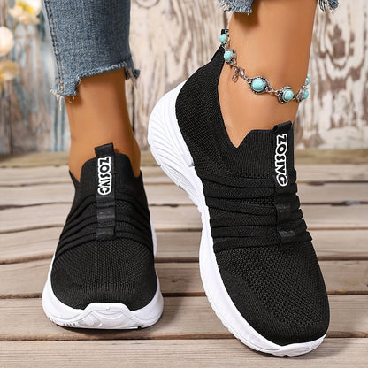 Damen Slip-On Freizeitschuhe mit Streifenmuster – Bequeme Alltags-Sneaker für Freizeit und Alltag