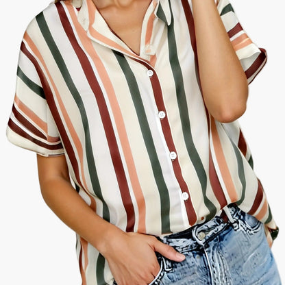 Women's summer blouse in striped look – Casual shirt for everyday and vacation
