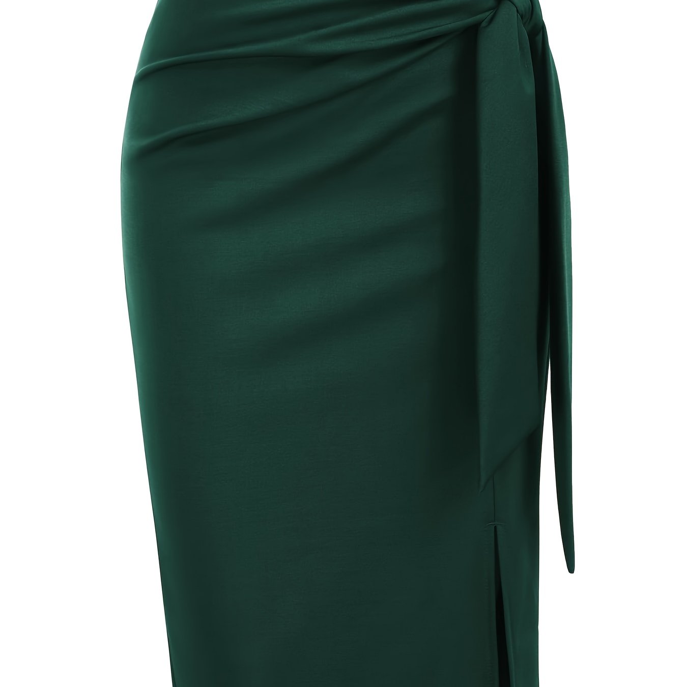 Women's Elegant Midi Skirt with Bow Detail and Slit – Perfect for Office & Festive Occasions