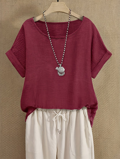 Women's Summer Blouse Short Sleeve Loose Elegant Casual Top