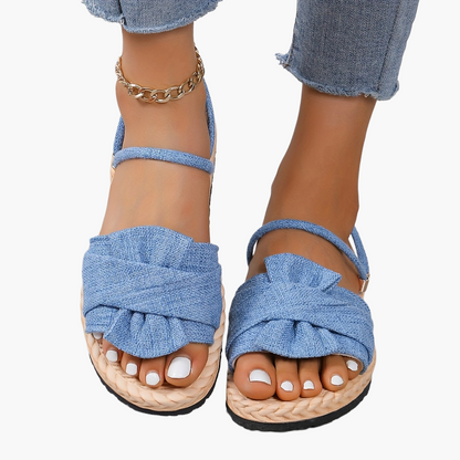 Women's summer sandals with bow and ankle strap – fashionable casual shoes for everyday wear & vacation