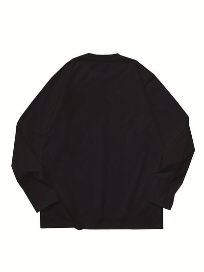 Unisex long-sleeve crew-neck basic shirt, black