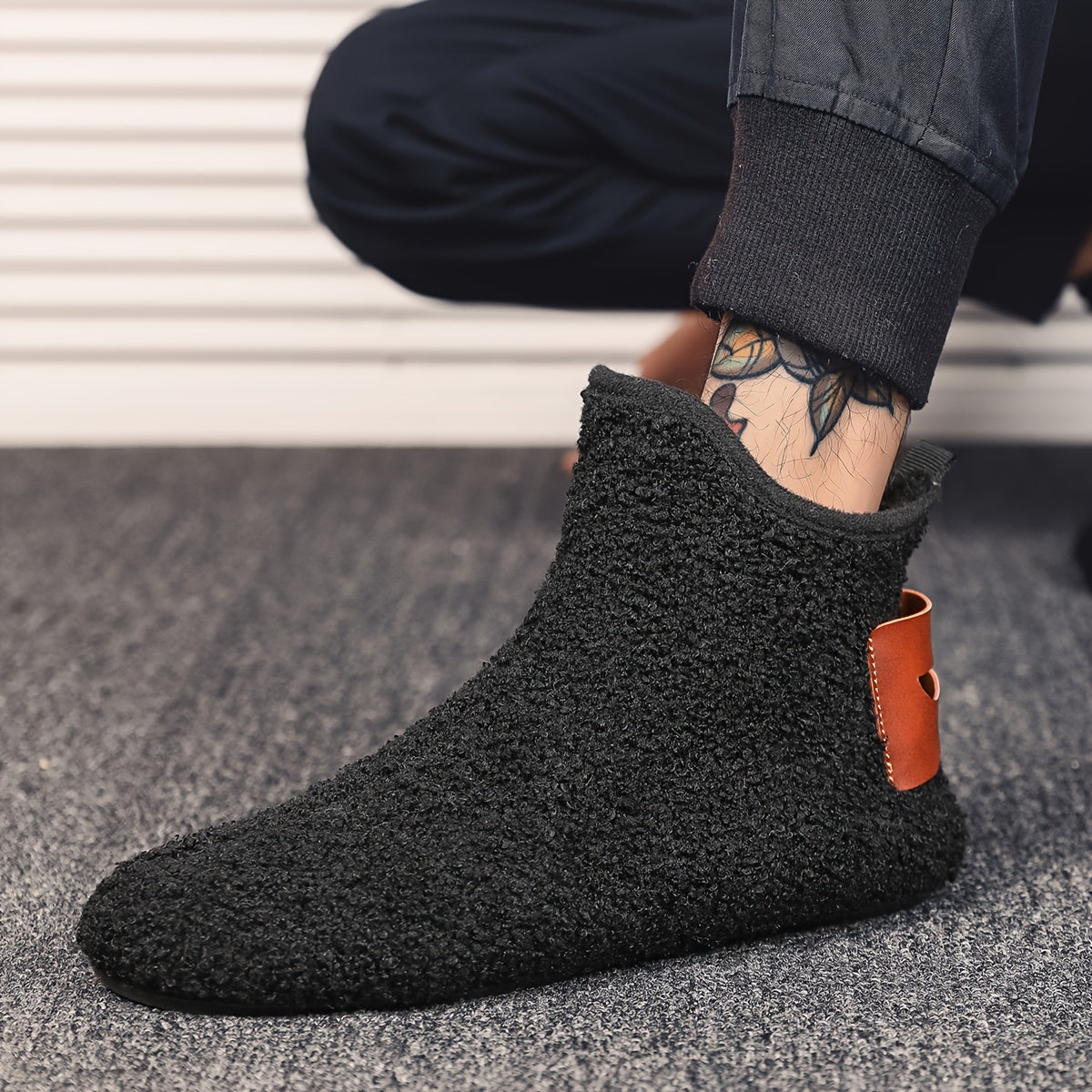 Unisex Teddy Fleece Slipper Ankle Boots, Soft, Warm Faux-Fur Look